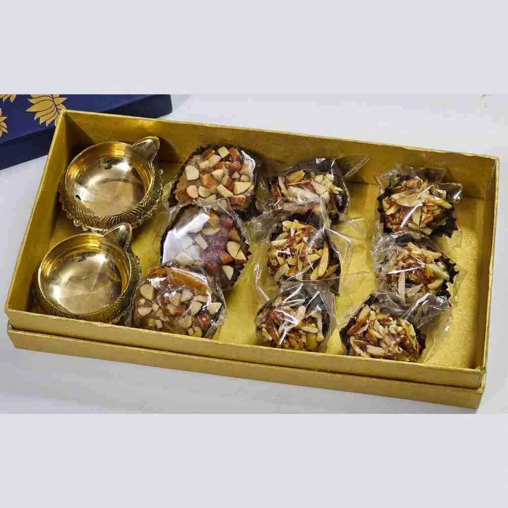 Traditional Diwali Hamper with Dry Fruits and Diya